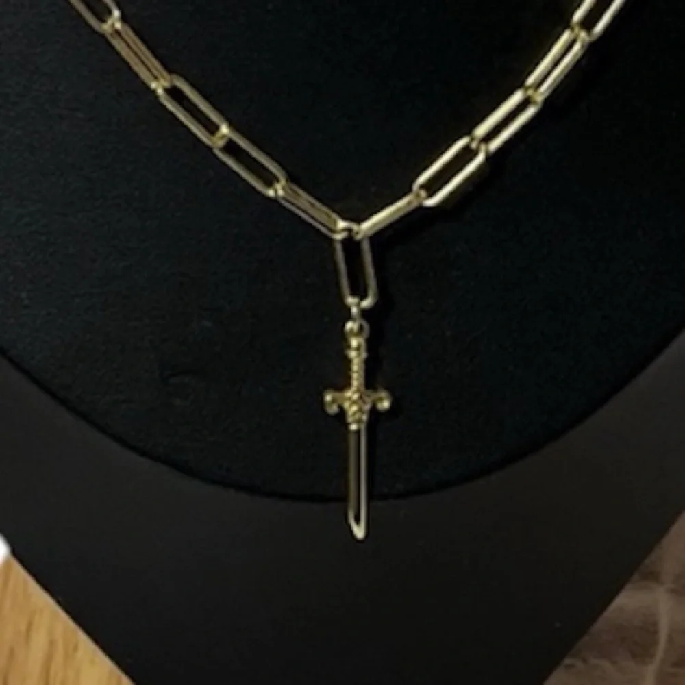 Uncommon James Gold Linked Up Chain Necklace. Sword Pendant. - Picture 7 of 7